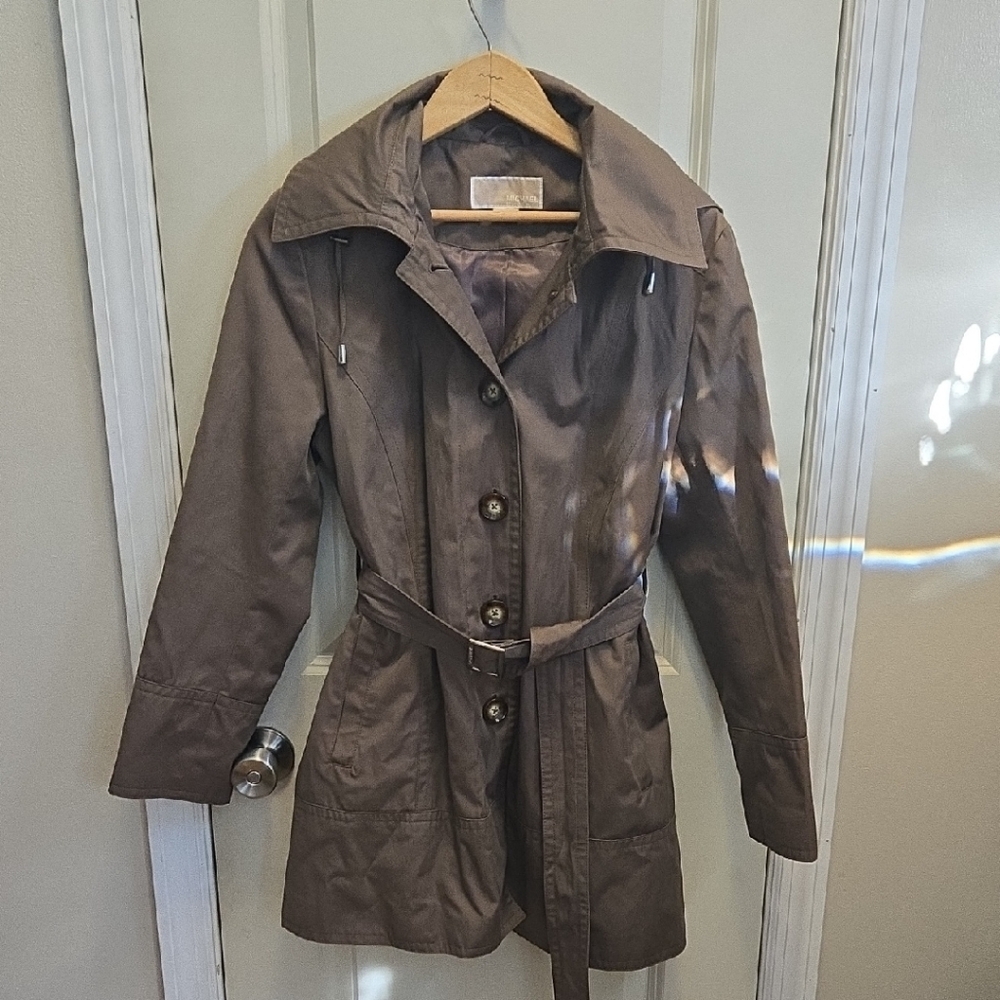 Belted Short Trench Jacket With Hood